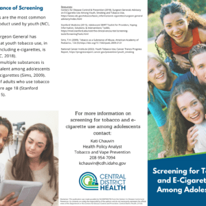Brochure: Screening for Tobacco and E-Cigarette Use Among Adolescents